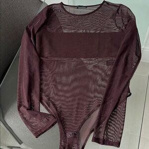 Sheer Burgundy Bodysuit